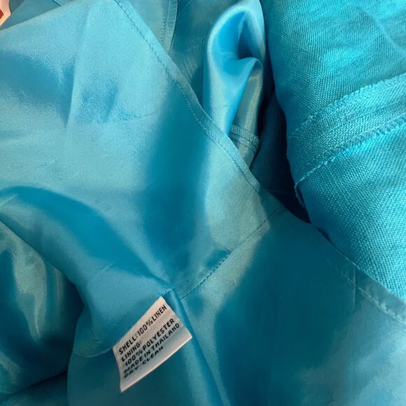 Talbots Irish Linen Dress Womens Sz 14 Blue Fit Flare Fully Lined Timeless Chic - Picture 11 of 13